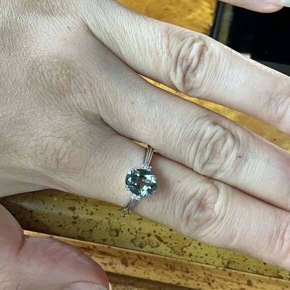 Green Labradorite Sterling Silver Ring Size 9 - Picture 4 of 10